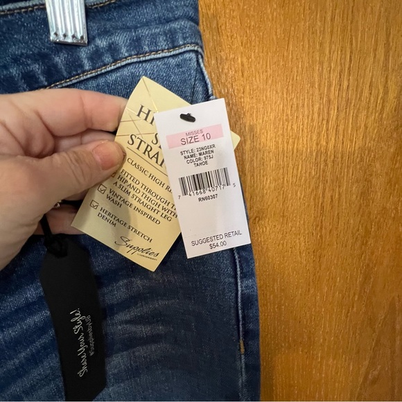 SUPPLIES BY UNION BAY MAREN HI RISE SLIM STRAIGHT LEG JEANS SZ 10 Distressed - Picture 8 of 14